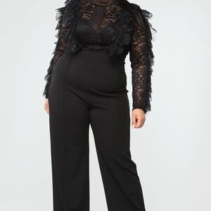 Fashion Nova Black Lace Detail Jumpsuit